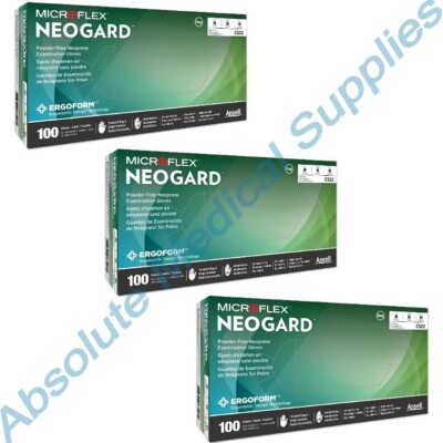 *300-Gloves* Ansell MicroFlex NeoGard Ergoform Neoprene Examination Medium C522