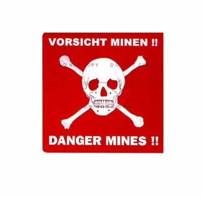 GERMAN ANTI-MINE POSTER WITH SKULL & CROSSBONES