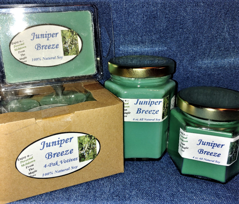 Hand Poured Winter Holiday Scents Soy Candles, Tarts & Votives - Juniper Breeze