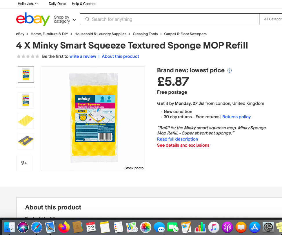 Minky Smart Squeeze Mop Refill eBay