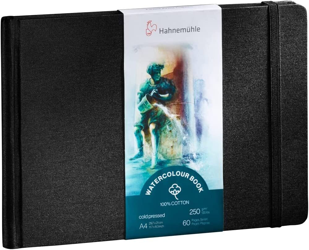 Hahnemuhle Watercolour COTTON Paper Book - 250gsm 60 Pages - Landscape  A6 A5 A4