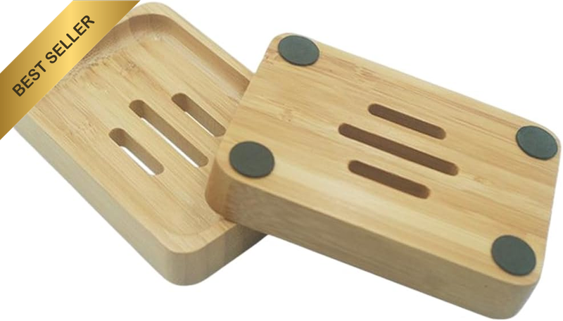 Bamboo Soap Box, Japanese - Style Single - Layer Wooden Soap Holder with Drain f