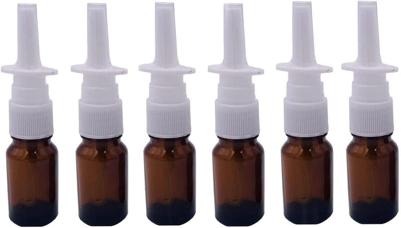XINGZI 6PCS Travel-Sized 5ML Empty Refillable Amber Glass Nasal Spray Bottle