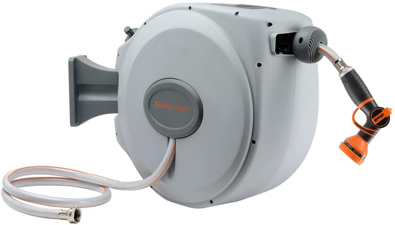 Giraffe Retractable Garden Hose Reel with 5/8 In. X 60+5 Ft Water Hose Wall Moun