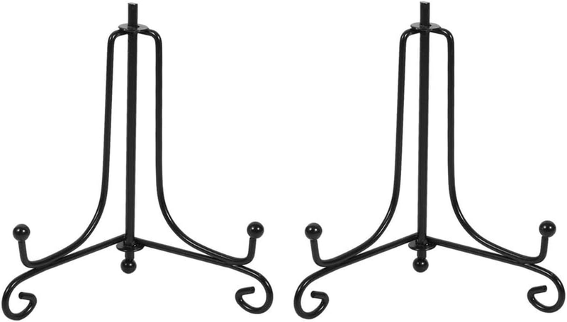 (2 Pack) Iron Display Stand, Black Iron Easel Plate Display Photo Holder Stand,