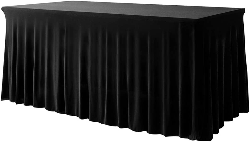 Table Skirts for Rectangle Tables 6Ft and Fitted Table Cover 1 Piece, Wrinkle Re