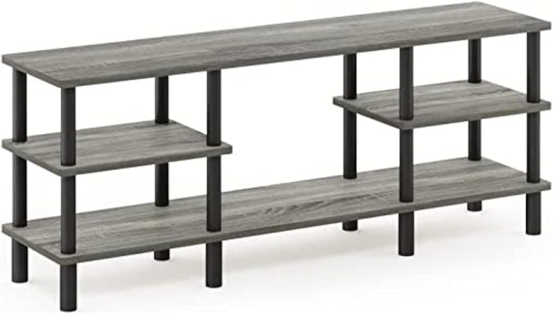 Turn-N-Tube 3-Tier Multipurpose Wide Shelf TV Stand, French Oak Grey/Black