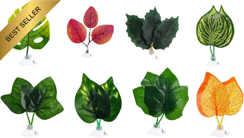 8 PCS Betta Fish Hammock with Double Leaf Pad, Artificial Aquatic Plants for Aqu