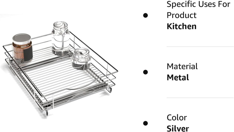Pull Out Kitchen Cabinet Organizer with Slide Out Drawer for Space Saving Storag