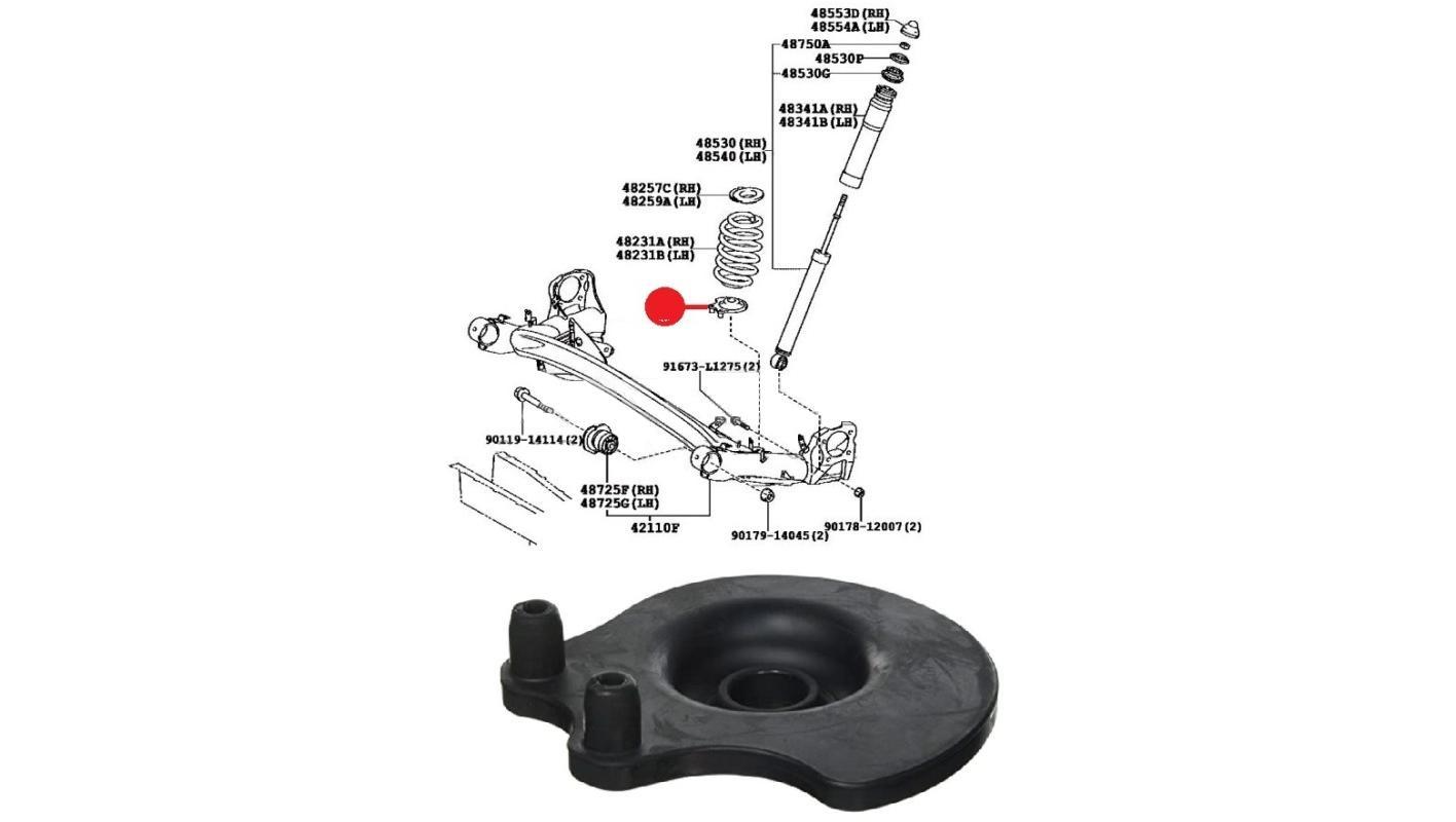 NEW GENUINE TOYOTA 48258-28050 VOXY ALPHARD ESTIMA REAR COIL