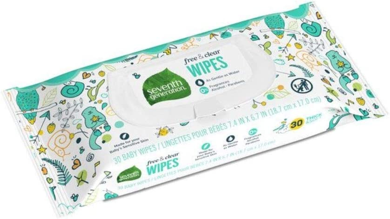 Baby Wipes, Free & Clear Unscented and Sensitive, 30 Count T