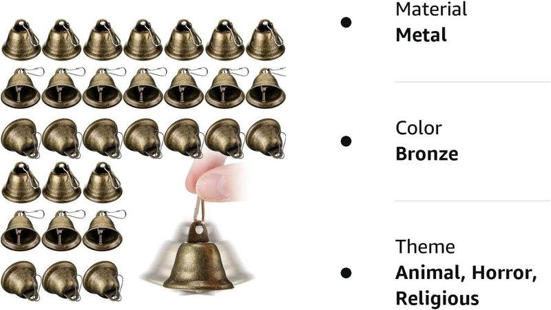 30 Pieces Craft Bells Small Brass Bells for Crafts Vintage Bells with Spring