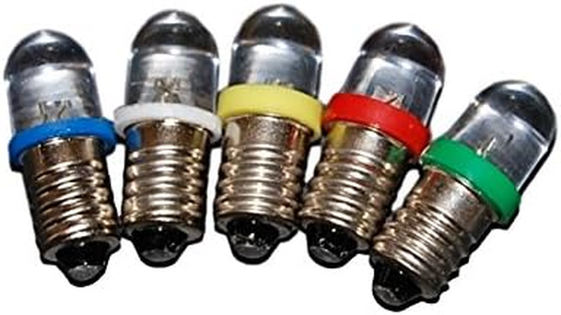 Miniature Light Bulbs, 3 Volt Mini Lamps, E10 Small LED Bulbs, Multicolor (R,B,G