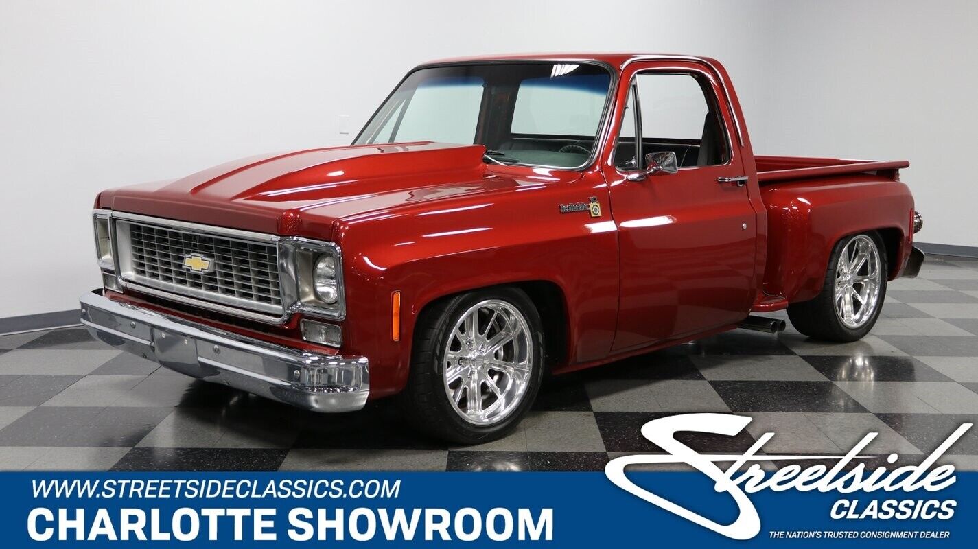 classic vintage chrome BBC Supercharged square body short bed chevy truck