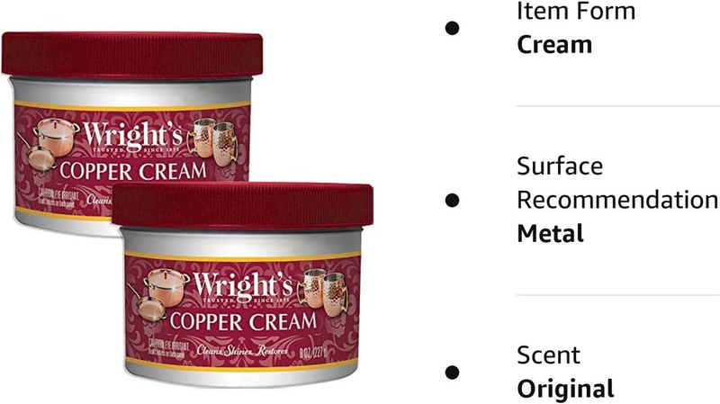Wrights Copper & Brass Polish Cream - 8Oz, 2-Pack