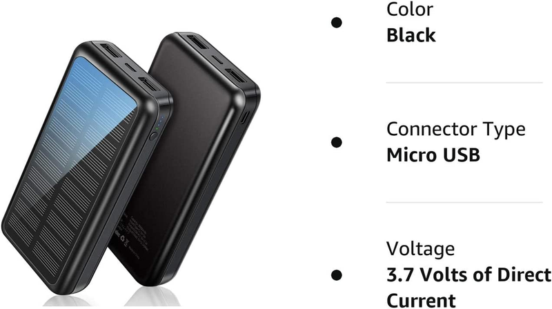 Portable Charger Power Bank 30000Mah Solar Charger 2 USB Ports High-Speed Panel