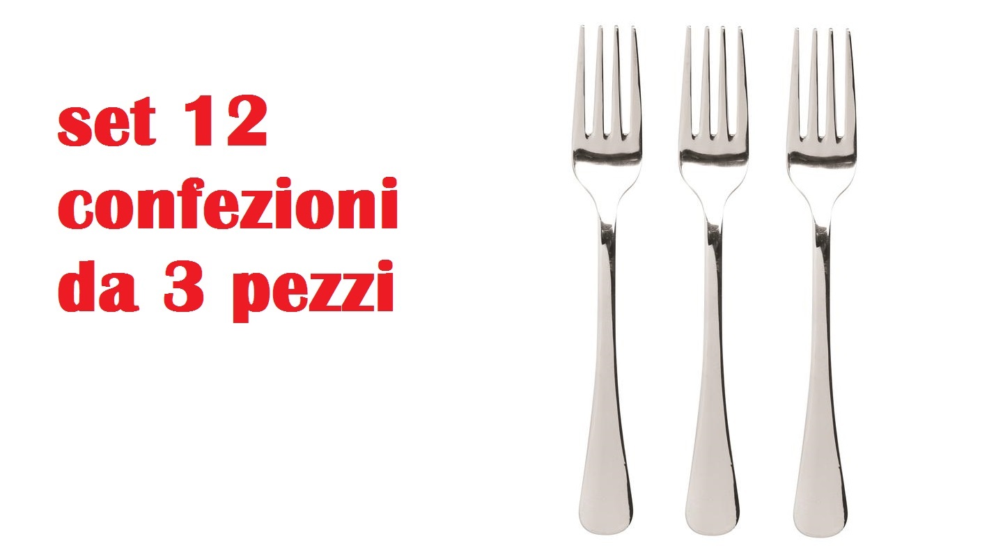 Set 12 Confezioni da 3 Forchetta Inox Posate Lunghezza 18cm moc