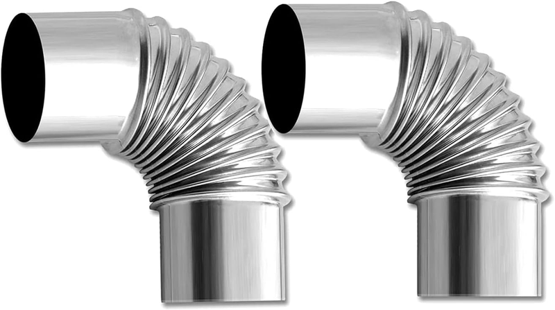 Elbow Pipe 2 PCS 90 Degree Chimney Stainless Steel Flue for Outdoor Camping Wood