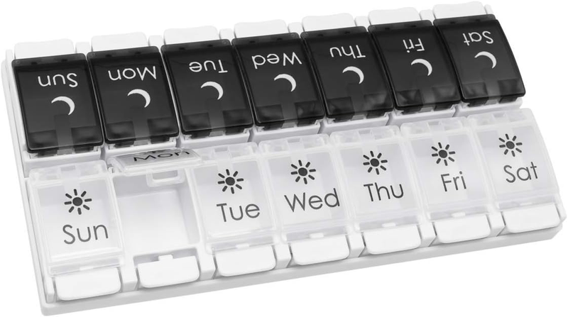7 Day Pill Organizer AM PM Twice a Day Weekly Medicine Case Vi...