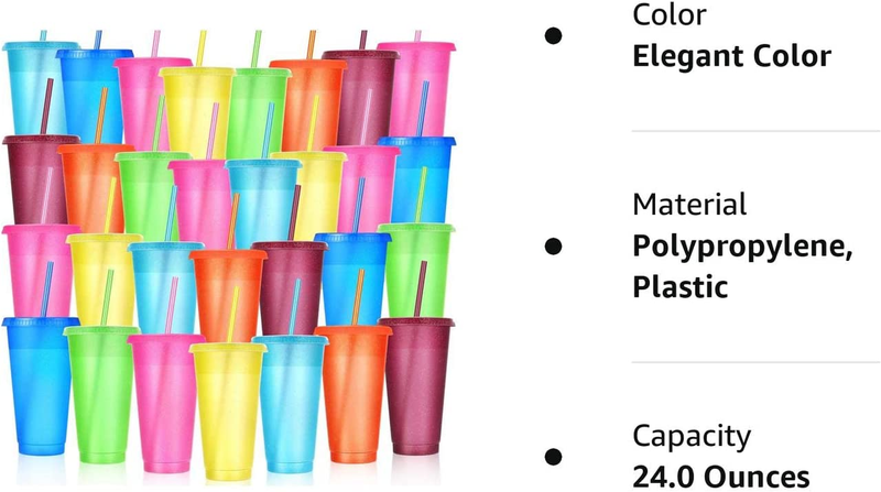Tumbler with Straw and Lid Bulk Water Bottle Iced Coffee Travel Mug Cup Reusable