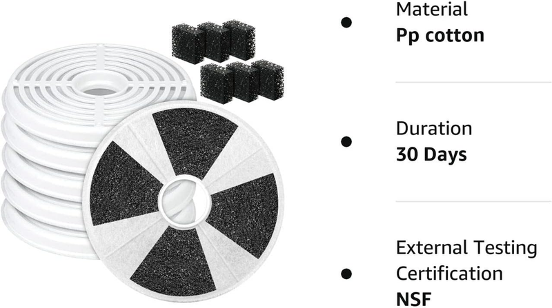 Replacement Filters for 67Oz/2L Battery Operated Cat Water Fountain KKFS23/KKFS