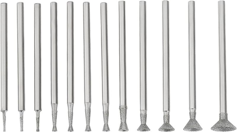 12 Pcs 3/32" Bowl Bowl Shape Diamond Burr Set Mounted Grinding Bits for Grinding