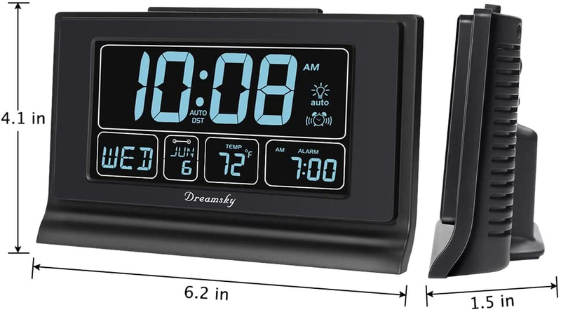 Dreamsky Alarm Clocks for Bedrooms with Battery Backup, Auto Set Digital Clock