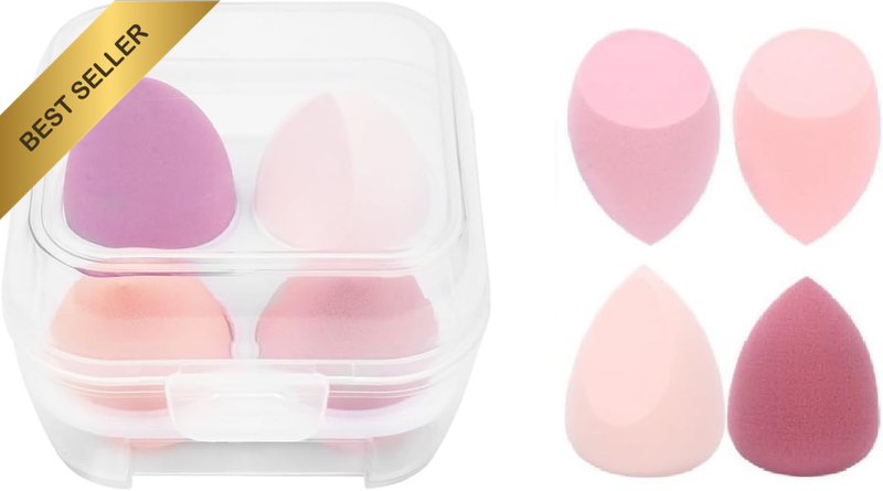 4Pcs Makeup Sponge, Beauty Sponge for Foundation with 1 Egg Case (Pink)