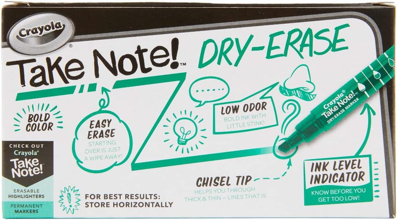 Take Note Dry Erase Markers, Green Chisel Tip Markers, Classroom & Office Suppli
