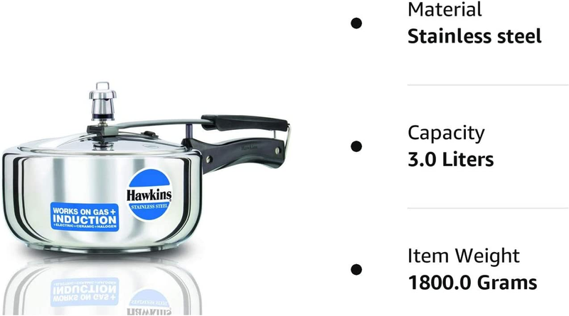 B60 Pressure Cooker, 3 L, Stainless Steel, Silver