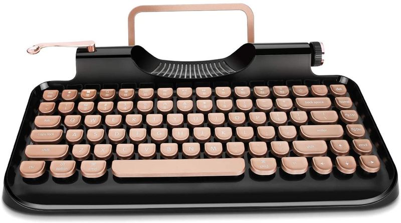 RYMEK Typewriter Style Mechanical Wired & Wireless Keyboard with Tablet Stand, B