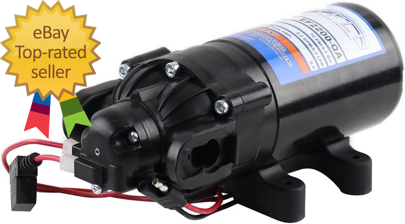 EF2200-QA-BOX 2.2GPM 12V Diaphragm Pump-Quick Attach Port, Black