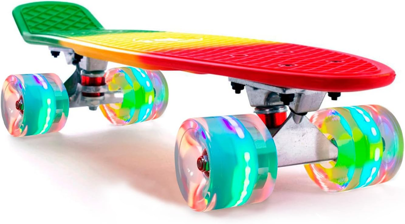 Complete 22 Inch, Plastic Mini Cruiser Retro Skateboard For Kids Boy