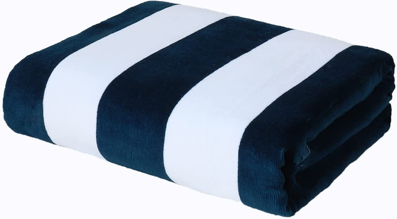 100% Cotton Large Cabana Stripe Beach Towel, Super Absorbent