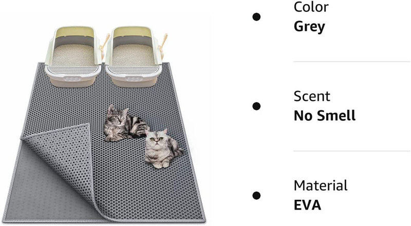 Waretary Cat Litter Mat 36"X 30", Kitty Pretty Litter Box Trapping Mat, Extra La