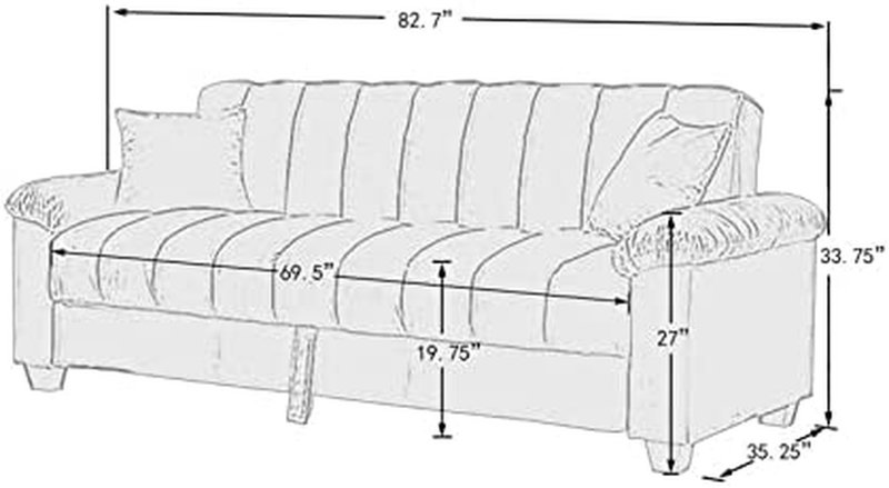 83" Convertible Modern Velvet Storage Sleeper Sofa Bed in Gray