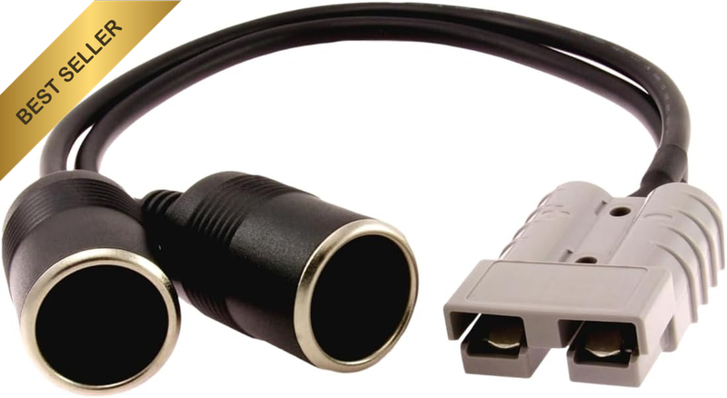 12V Dual Cigarette Female Socket to Anderson Cable 35CM, 14AWG Cig Extension Wir