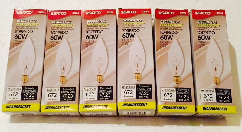 Satco S3284 Decorative Torpedo 120 Volt, 60 Watt B10, Light 