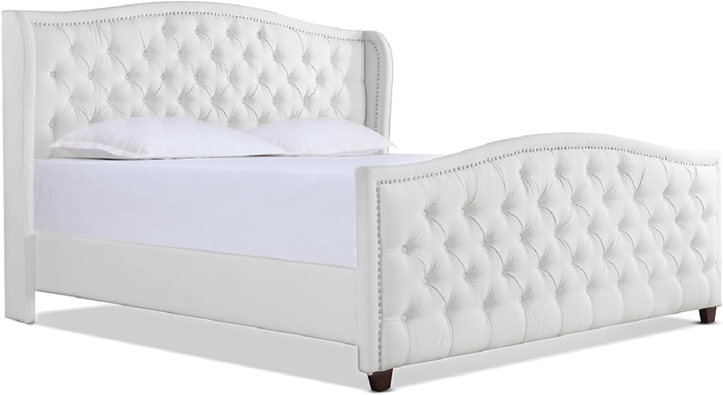 Jennifer Taylor Marcella Upholstered Headboard Bed Set Queen Olive Green Velvet
