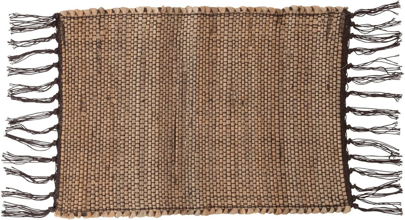 Woven Jute and Cotton Fringe Placemat, 19" L X 13" W X 0" H, Natural
