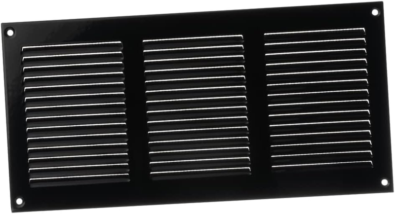 Black Metal Air Vent Grille Cover 300x150mm / 12x6" inch with Insect Mesh Ventil