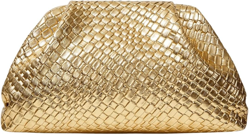 Women'S Woven Evening Bag Dumpling Clutch Purse No Strap Handbags Elegant Faux PU Leather Clutch Bag