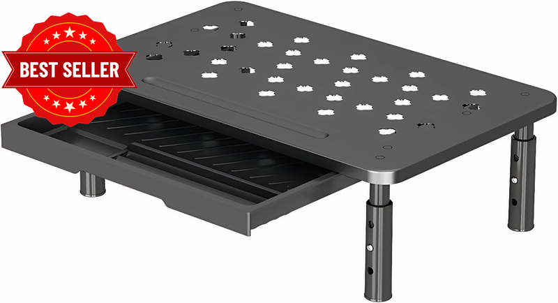 Update Desk Monitor Stand with Storage Drawer, Height Adjustable Metal Monitor R