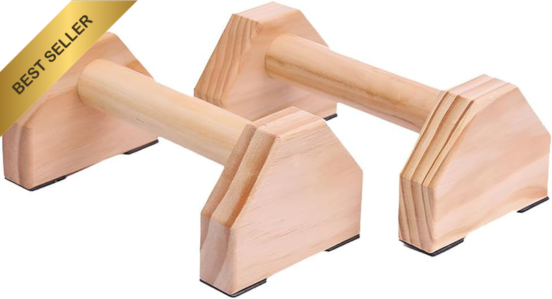 2PCS Wooden Push Up Bars Handstand Trainer Non-Slip Base