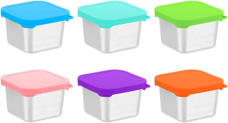 6 Pack Stainless Steel Snack Containers,Sauce Cup,Snack Camping Seasoning Contai