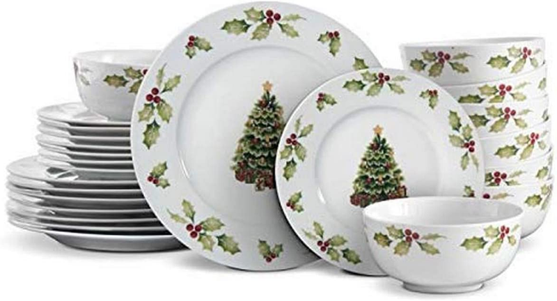 Christmas Day Dinnerware Set, Service for 8, White