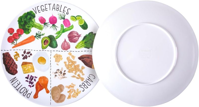 10" Portion Control Plate for Balanced Eating - Healthy Nutrition Plate for Adul