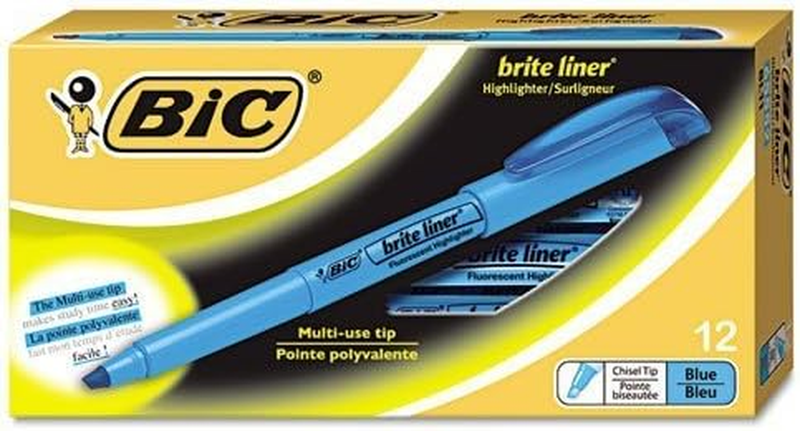 BIC - Brite Liner Highlighter, Chisel Tip, Fluorescent Blue 