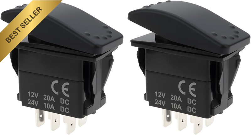 2X 6-Pin 3-Position Waterproof Rocker Switch 12V 20A DPDT On-Off-On for Marine O