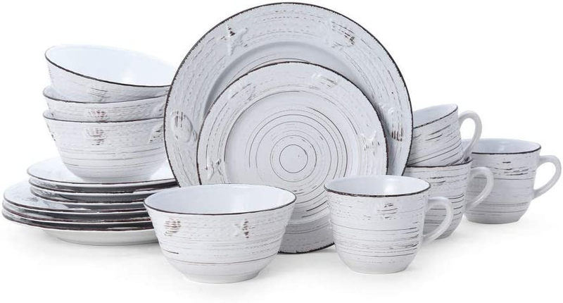 Trellis Coastal 16-Piece Dinnerware Set, Service for 4, Whit